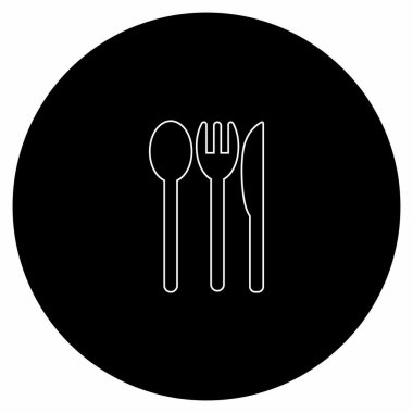 siyah ve beyaz logo kaşığı ve çatal vektör şablonu