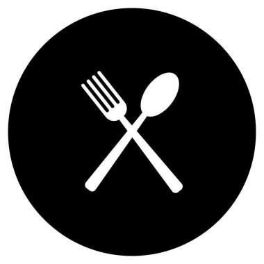 siyah ve beyaz logo kaşığı ve çatal vektör şablonu