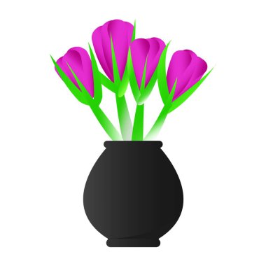 Vazodaki çiçek resim logo şablonu