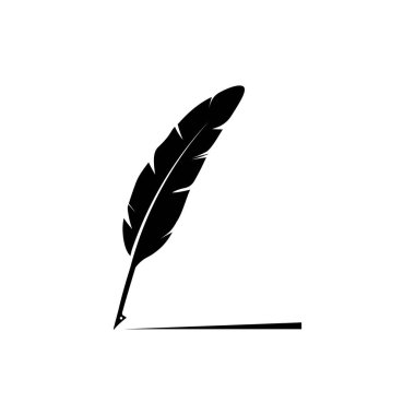 Tüy tüy kalem simgesi, klasik kırtasiye illüstrasyonu