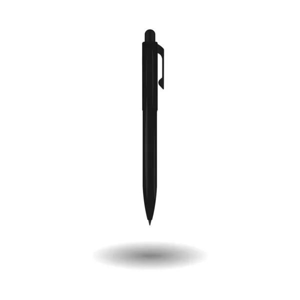 Pen Vektor Realistico Nero Illustration Template Cancelleria Marca Mockup Identità — Vettoriale Stock