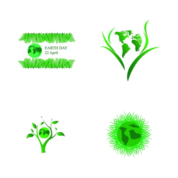 Tag Der Erde April Illustration Eco Logo Vektor — Stockvektor