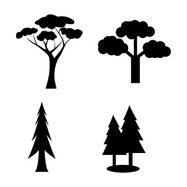 siyah ağaç logo vektör şablonu