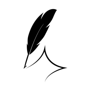 Tüy kalem logo vektör şablonu