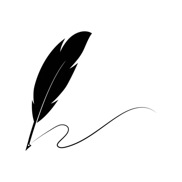 Feather Pen Logo Vector Template — Stock Vector