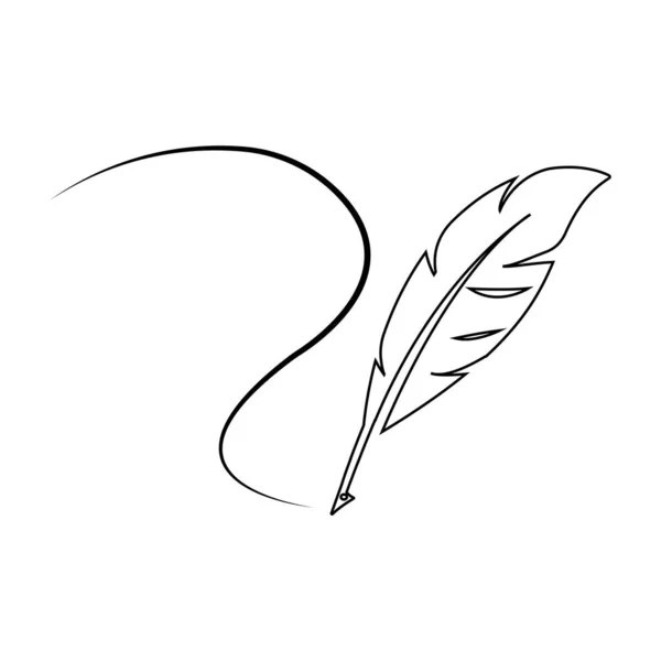 Feather Pen Logo Vector Template — Stock Vector