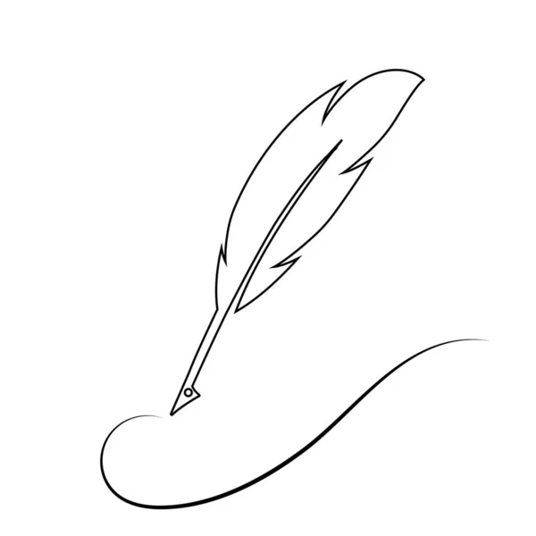 Feather Pen Logo Vector Template — Stock Vector