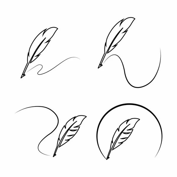 Desain Gambar Logo Feather - Stok Vektor