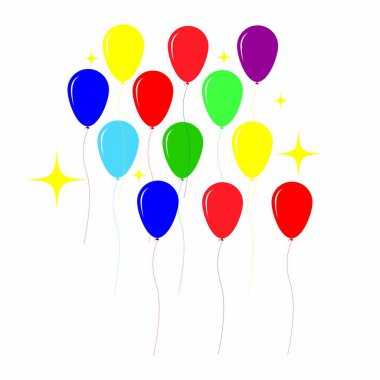 Uçan vektör şenlik balonları tatil için parlak balonlarla parlıyor.