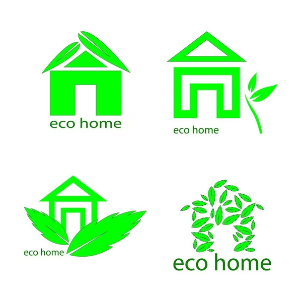 Eco Home Logo Modello Vektor — Vettoriale Stock