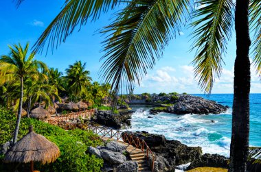 Güzel okyanus manzarası. Xcaret. Meksika