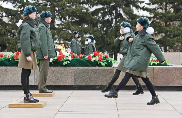Irkutsk Russie Avril 2018 Remplacement Garde Buste Général Beloborodov Sibérie — Photo