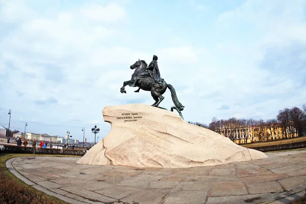 Sankt Petersburg Ryssland April 2014 Bronsryttaren Staty Peter Stort — Stockfoto