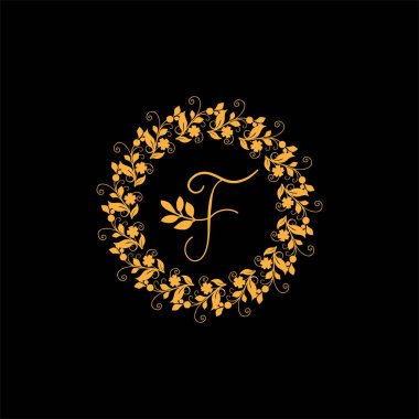 f harfi logo amblemi tasarımı