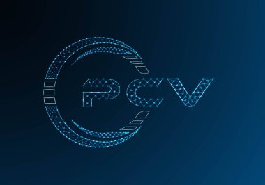 PCV düşük poli harfli logo vektör tasarımı. PCV düşük polyester logo tasarımı. Düşük polyester logo.