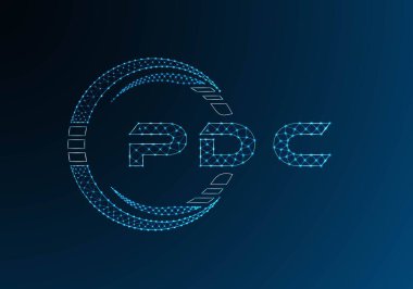 PDC düşük poli harfli logo vektör tasarımı. PDC düşük polyester logo tasarımı. Düşük polyester logo.