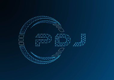 PDJ düşük poli harfli logo vektör tasarımı. PDJ düşük poli logo tasarımı. Düşük polyester logo.