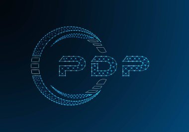 PDP düşük poli harfli logo vektör tasarımı. PDP düşük polyester logo tasarımı. Düşük polyester logo.