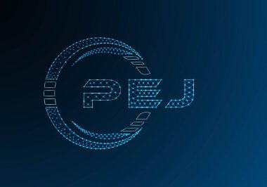 PEJ düşük poli harfli logo vektör tasarımı. PEJ düşük poli logo tasarımı. Düşük polyester logo.