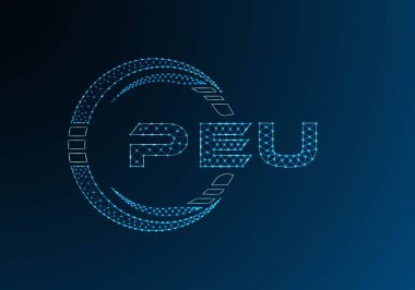 PEU düşük poli harfli logo vektör tasarımı. PEU düşük poli logosu tasarımı. Düşük polyester logo.