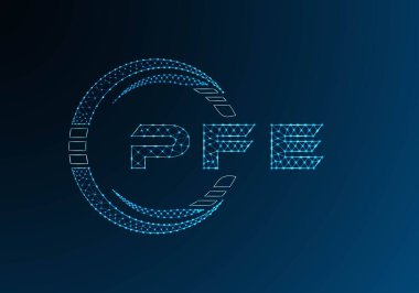 PFE düşük poli harfli logo vektör tasarımı. PFE düşük poli logo tasarımı. Düşük polyester logo.