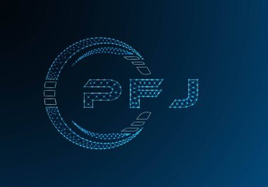 PFJ düşük poli harfli logo vektör tasarımı. PFJ düşük polyester logo tasarımı. Düşük polyester logo.