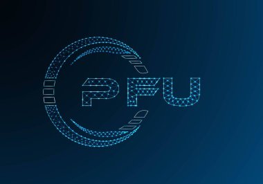 PFU düşük poli harfli logo vektör tasarımı. PFU düşük polyester logo tasarımı. Düşük polyester logo.