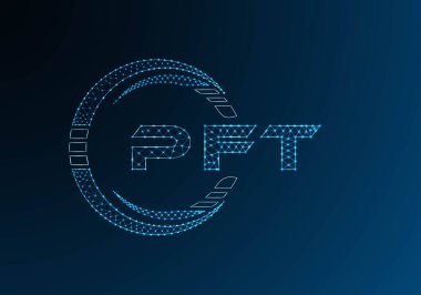 PFT düşük poli harfli logo vektör tasarımı. PFT düşük polyester logo tasarımı. Düşük polyester logo.