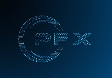 PFX düşük poli harfli logo vektör tasarımı. PFX düşük poli logo tasarımı. Düşük polyester logo.