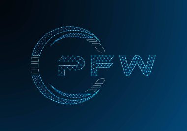 PFW düşük poli harfli logo vektör tasarımı. PFW düşük polyester logo tasarımı. Düşük polyester logo.