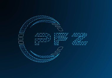 PFZ düşük poli harfli logo vektör tasarımı. PFZ düşük polyester logo tasarımı. Düşük polyester logo.