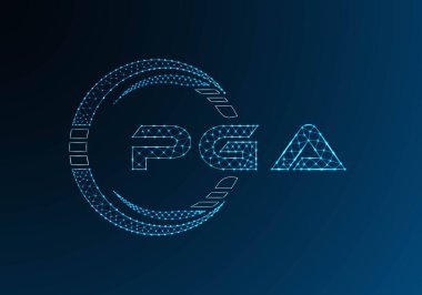 PGA düşük poli harfli logo vektör tasarımı. PGA düşük polyester logo tasarımı. Düşük polyester logo.