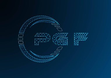 PGF düşük poli harfli logo vektör tasarımı. PGF düşük poli logo tasarımı. Düşük polyester logo.