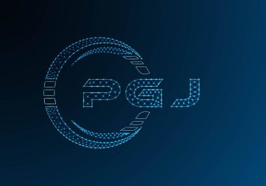 PGJ düşük poli harfli logo vektör tasarımı. PGJ düşük poli logo tasarımı. Düşük polyester logo.