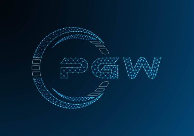 PGW düşük poli harfli logo vektör tasarımı. PGW düşük polyester logo tasarımı. Düşük polyester logo.