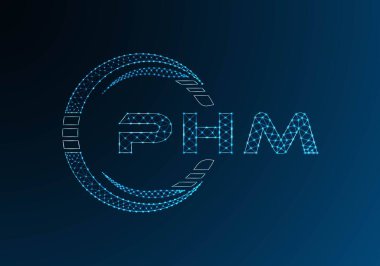 PHM düşük poli harfli logo vektör tasarımı. PHM düşük poli logo tasarımı. Düşük polyester logo.