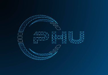 PHU düşük poli harfli logo vektör tasarımı. PHU düşük poli logo tasarımı. Düşük polyester logo.