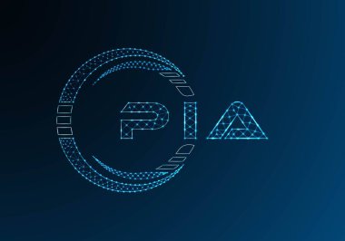 PIA düşük poli harfli logo vektör tasarımı. PIA düşük polyester logo tasarımı. Düşük polyester logo.