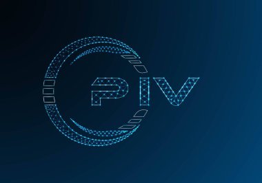 PIV düşük poli harfli logo vektör tasarımı. PIV düşük polyester logo tasarımı. Düşük polyester logo.