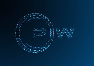 PIW düşük poli harfli logo vektör tasarımı. PIW düşük polyester logo tasarımı. Düşük polyester logo.