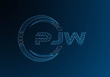 PJW düşük poli harfli logo vektör tasarımı. PJW düşük polyester logo tasarımı. Düşük polyester logo.