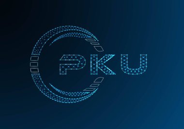 PKU düşük poli harfli logo vektör tasarımı. PKU düşük poli logo tasarımı. Düşük polyester logo.