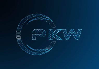 PKW düşük poli harfli logo vektör tasarımı. PKW düşük polyester logo tasarımı. Düşük polyester logo.