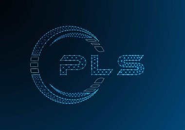 PLS düşük poli harfli logo vektör tasarımı. PLS düşük poli logo tasarımı. Düşük polyester logo.