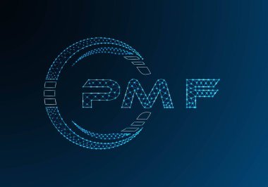 PMF düşük poli harfli logo vektör tasarımı. PMF düşük poli logo tasarımı. Düşük polyester logo.