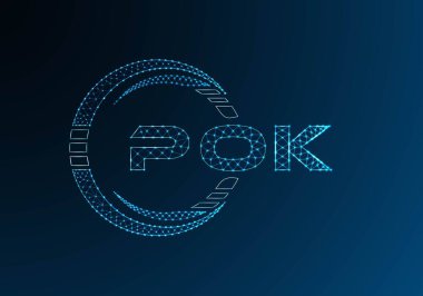 POK düşük poli harfli logo vektör tasarımı. POK alt poli logo tasarımı. Düşük polyester logo.