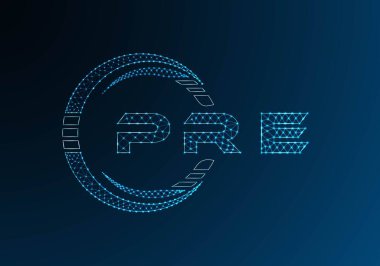 PRE düşük poli harfli logo vektör tasarımı. PRE düşük poli logo tasarımı. Düşük polyester logo.