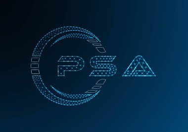 PSA düşük poli harfli logo vektör tasarımı. PSA düşük poli logo tasarımı. Düşük polyester logo.