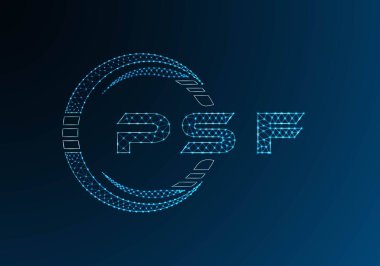 PSF düşük poli harfli logo vektör tasarımı. PSF düşük poli logo tasarımı. Düşük polyester logo.