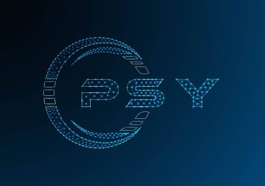 PSY düşük poli harfli logo vektör tasarımı. PSY düşük poli logo tasarımı. Düşük polyester logo.